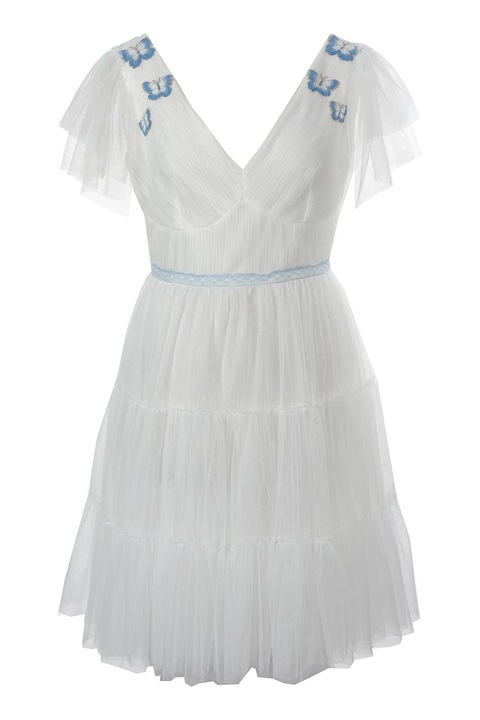 ambar studio, V-nyakú ruha pillangós rátétekkel, Fehér