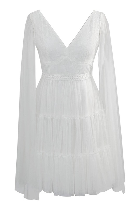 ambar studio, V-nyakú ruha csipkeszegélyekkel, Fehér
