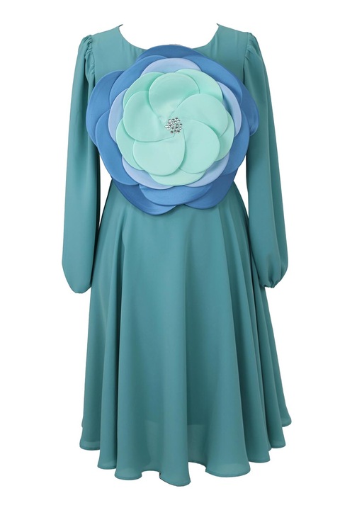 ambar studio, Bővülő ruha virágos rátéttel, Kék