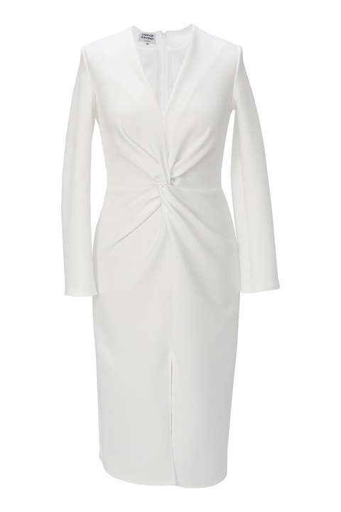 ambar studio, Rochie cambrata cu detaliu innodat pe partea din fata Jackie, Alb, 40