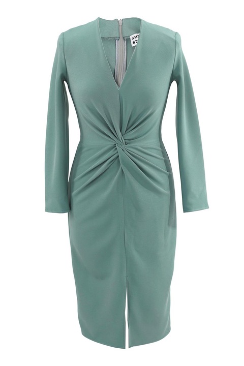ambar studio, Rochie cambrata cu detaliu innodat pe partea din fata Jackie, Verde persan, 36