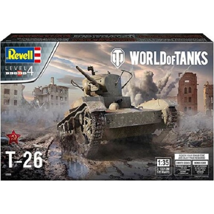 Модел за монтаж на резервоар Revell T-26 "World of Tanks", 31,1 см