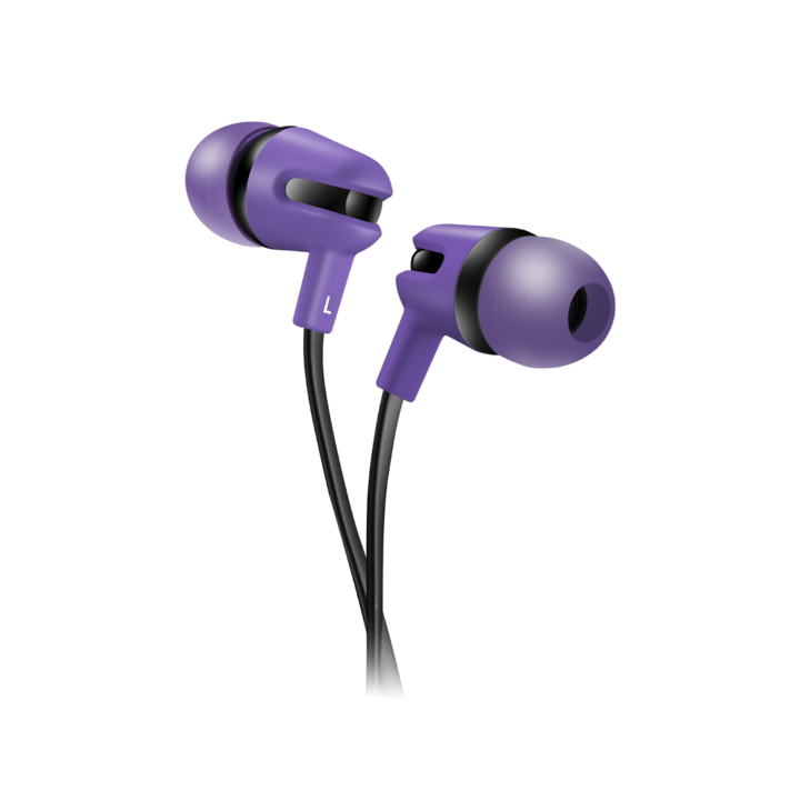 CANYON SEP-4 Stereo earphone with microphone, 1.2m flat cable, Purple, 22*12*12mm, 0.013kg (CNS-CEP4P) - Fülhallgató