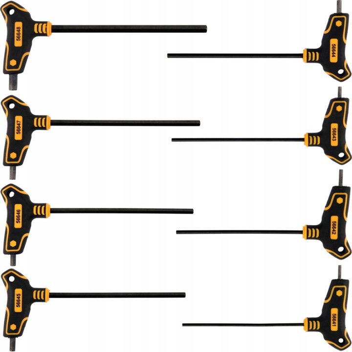 8 db imbuszkulcs készlet fogantyúval, acél/műanyag, 2,5-10 mm, fekete/sárga