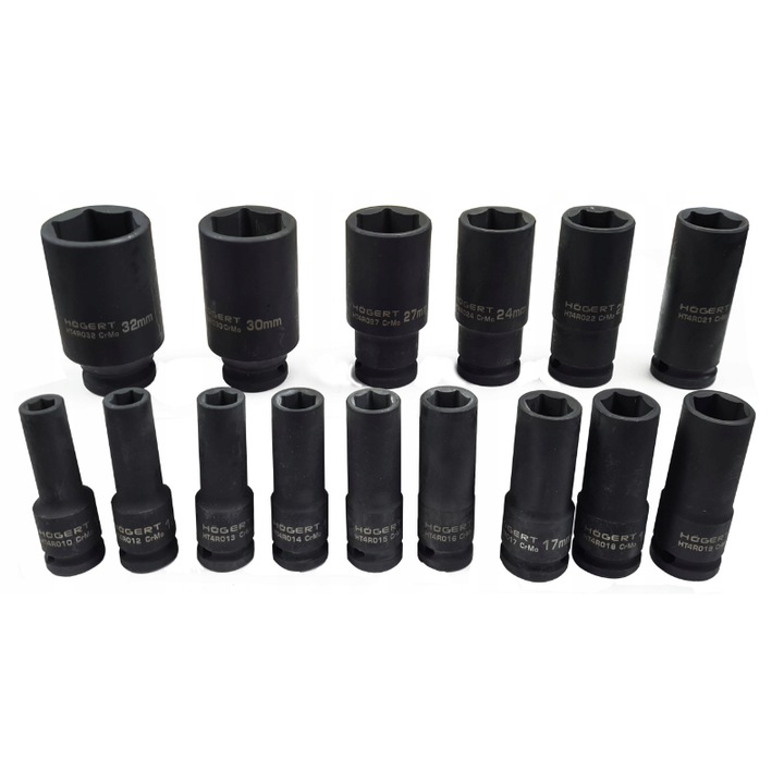 Set 15 chei tubulare HT7G129, 10-32mm, Otel, Negru