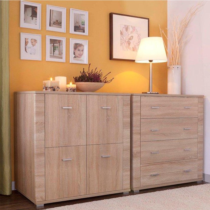 4 ajtós komód mdf sonoma tölgy Grand 93x39x94 cm