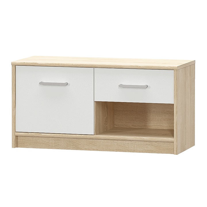 Comoda 1 usa 1 sertar mdf alb natur stejar sonoma Teyo 83.4x34.3x42.5 cm