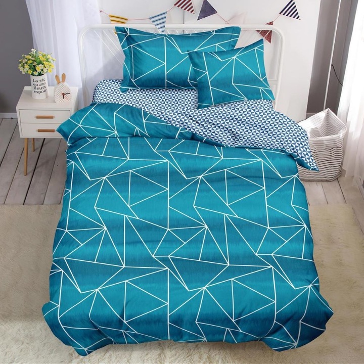 Ágyneműhuzat, 1 fő részére, 140 x 200 cm, gumival, szatén felülettel, 4 darab, Casa de Vis, T60-34