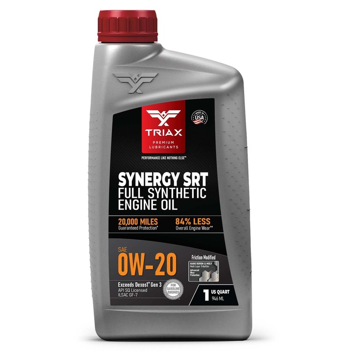 Ulei de Motor Full Sintetic TRIAX SYNERGY SRT 0W-20, BENZINA si HIBRID, API SQ, SN plus, ILSAC GF-7, 946 mL