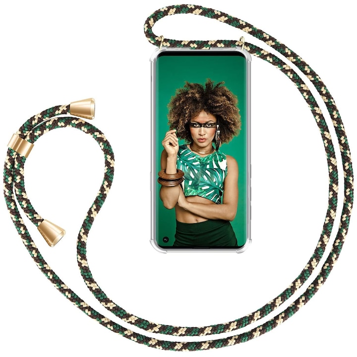 Колие Zhinkarts за телефон Samsung Galaxy S10 2017, зелен камуфлаж