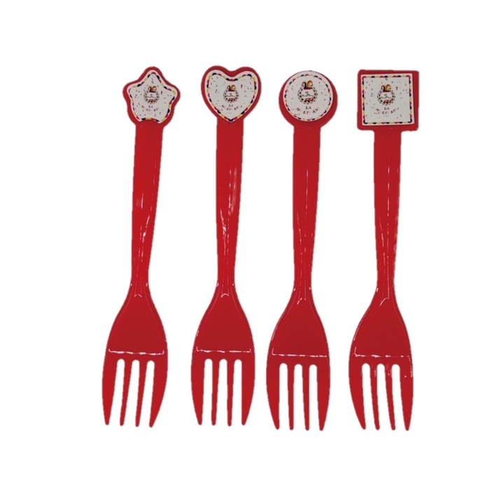 Set 8 furculite La multi ani rosu 14,5 cm