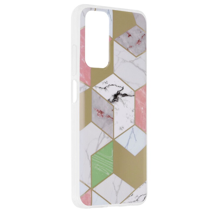 Husa de protectie pentru Xiaomi Redmi Note 11 / 11s, Silicon TPU, Marble Design, Roz