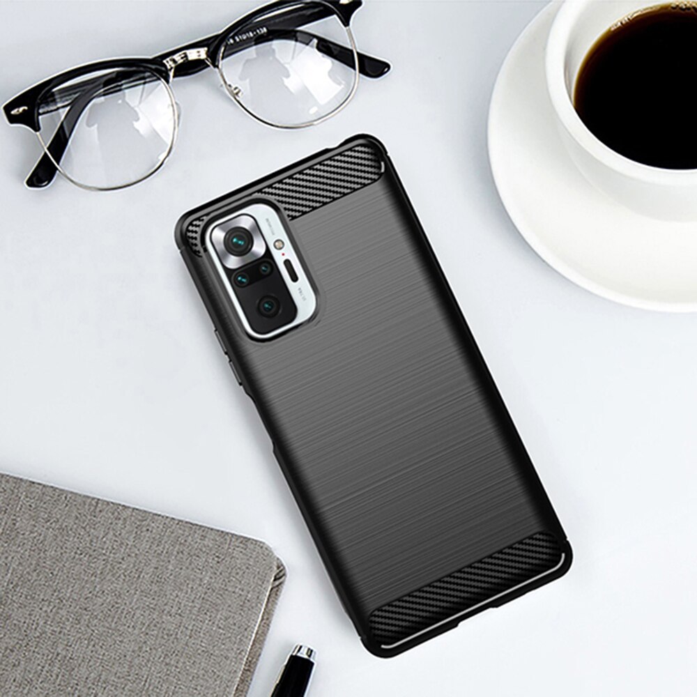 Husa pentru Xiaomi Redmi Note 10 Pro / Note 10 Pro Max, Techsuit Carbon Silicone, Black