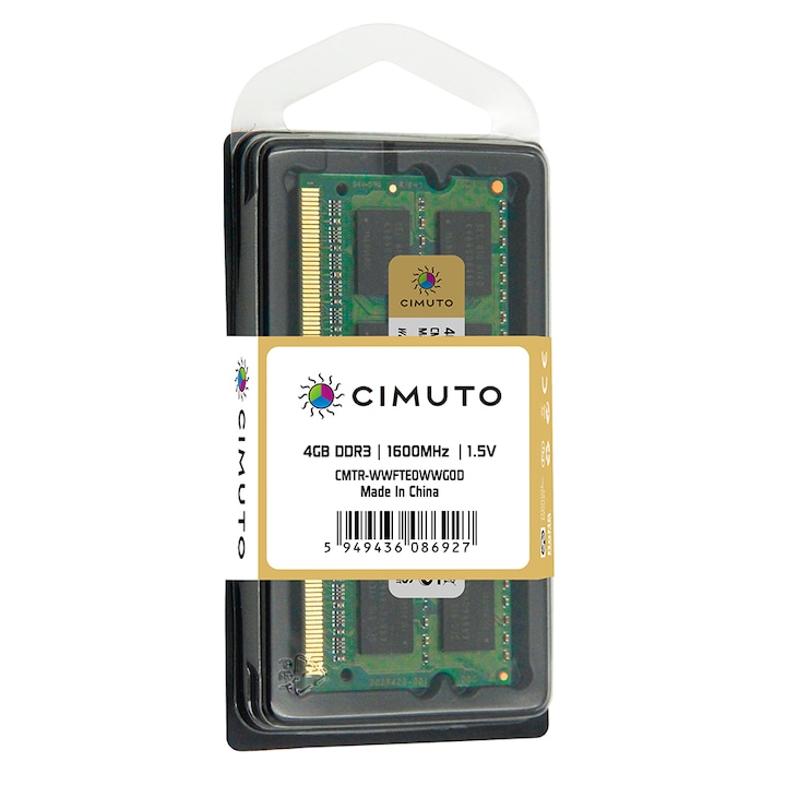 Памет Ram лаптоп Cimuto, 4 GB DDR3, 1600 Mhz, CL11, He Ecc