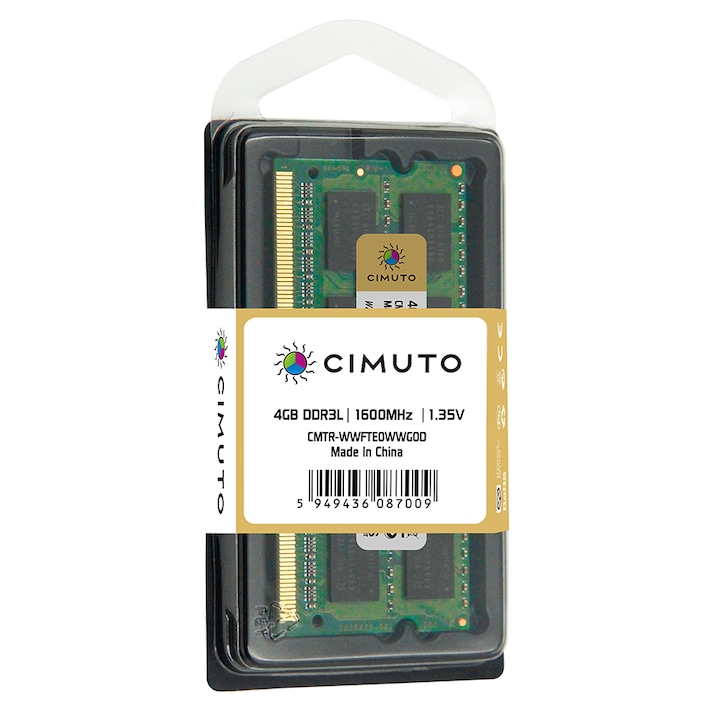 ΠΠ°ΠΌΠ΅Ρ Ram Π»Π°ΠΏΡΠΎΠΏ Cimuto, 4 GB DDR3L, 1600 Mhz, CL11, 1.35V, He Ecc