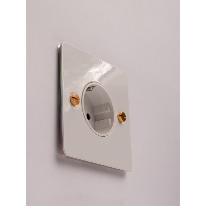 Priza simpla TAM Retro Vintage Alb CS