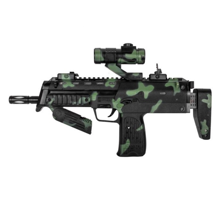 Pistol mitraliera, cu ​​baterie si binoclu, negru/verde, 38 cm