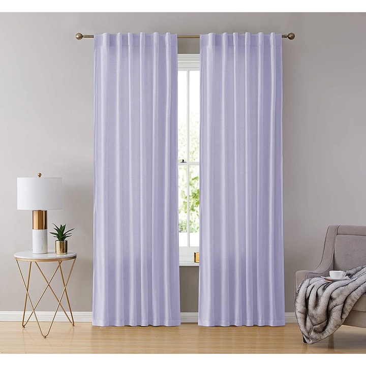 Draperie din catifea cu rejansa transparenta cu ate pentru galerie, Madison, 200x220 cm, densitate 700 g/ml, Very light purple, 1 buc