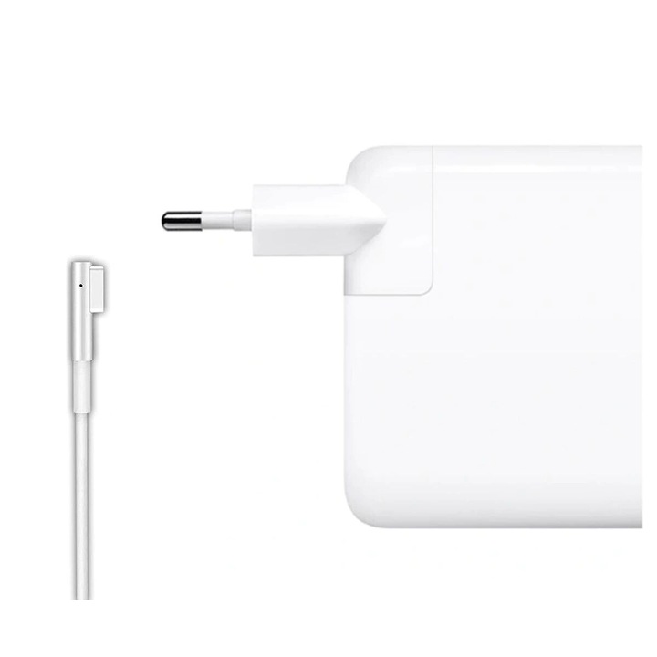 Комплект зарядно устройство и кабел за зареждане тип L, За MacBook Pro 13 инча, 60 W, Бял