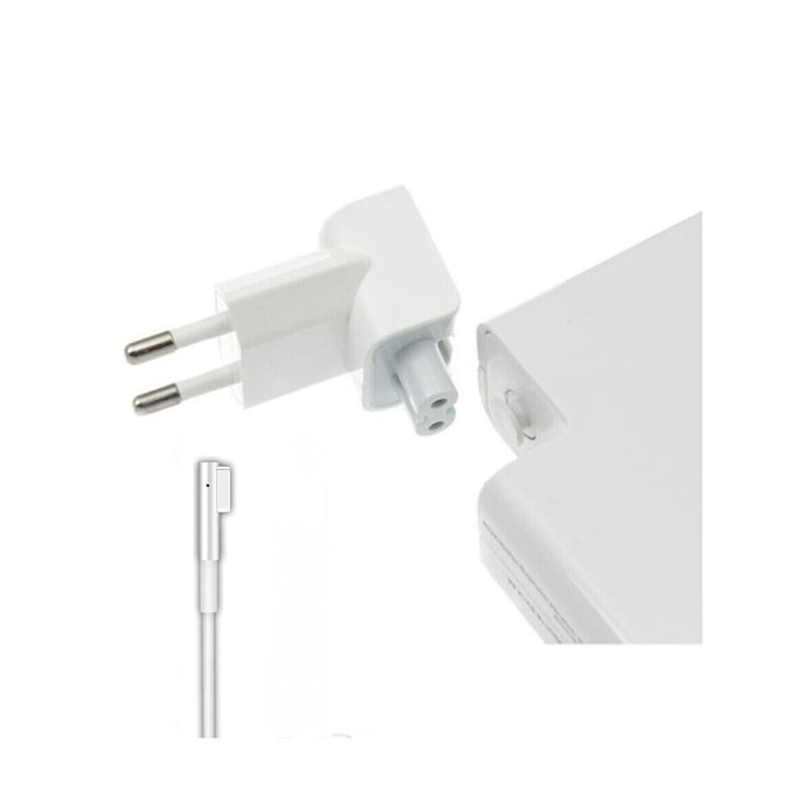 Комплект зарядно устройство и кабел за зареждане тип L, За MacBook Pro 13 инча, 60 W, Бял
