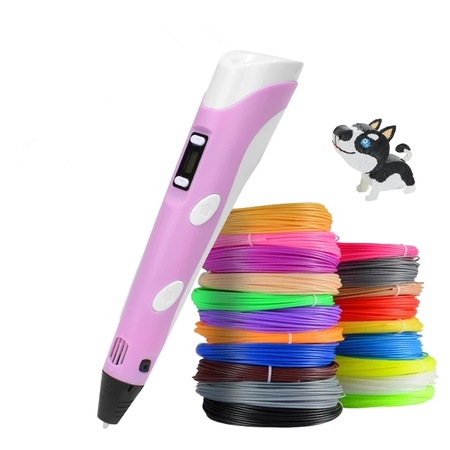 Creion 3D, DreamPen, PLA/ABS, Afisaj digital, 1.75mm, 12V, Roz ,120 metri PLA