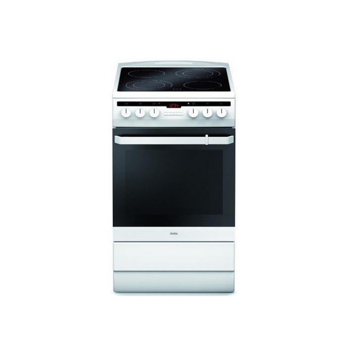 Aragaz Amica, 58CE3.315HTAQ(W), Alb, Electric, 50 cm latime, Extrudat, Placa ceramica