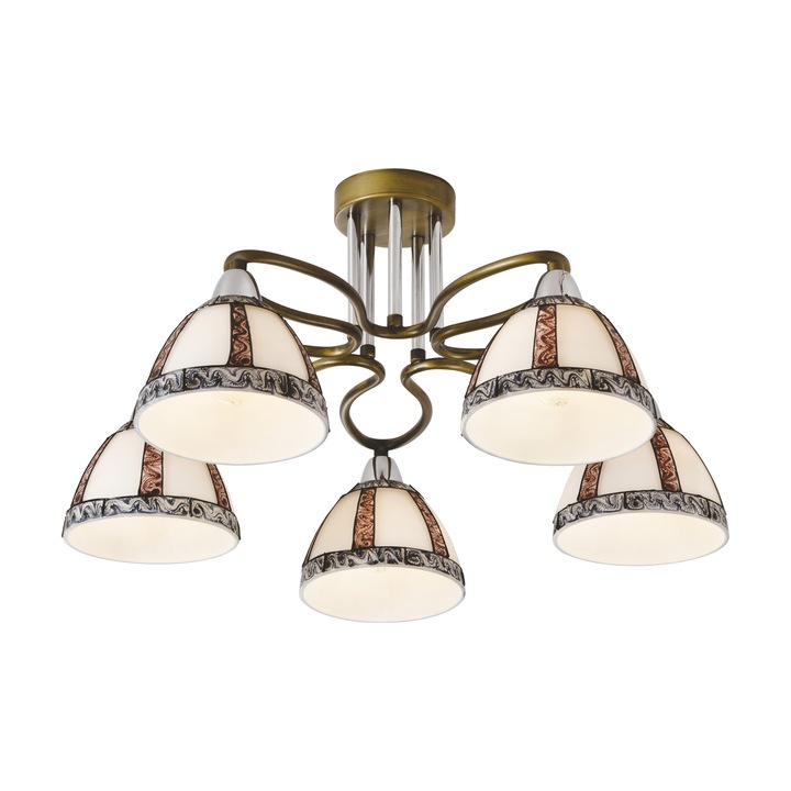 Echo 5 csillár, 5 izzó, E27 csiga, bronz+króm, Klausen