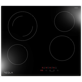 Plita electrica, Tesla, HV6410TB, 4 zone de gatit, 9 nivele, 59 cm, Negru