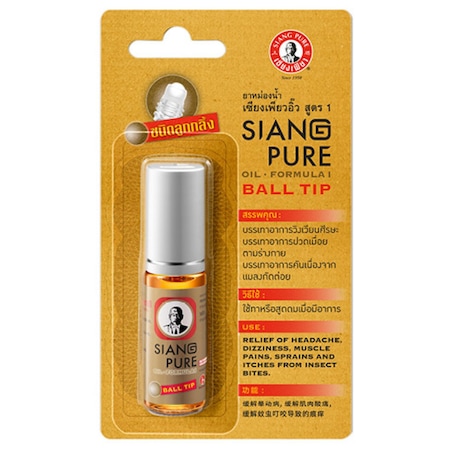 Roll-on cu ulei balsamic Formula 1 pentru dureri de cap, dureri musculare, Siang Pure, Thailanda, 3 ml