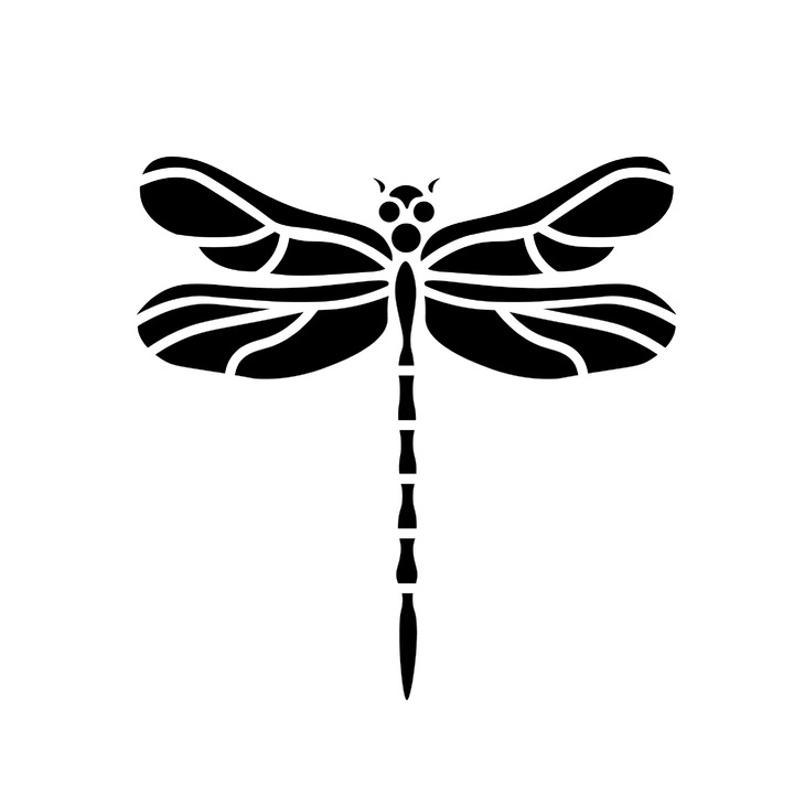 Sablon decorativ Dragonfly, A4, reutilizabil, plastic, maro