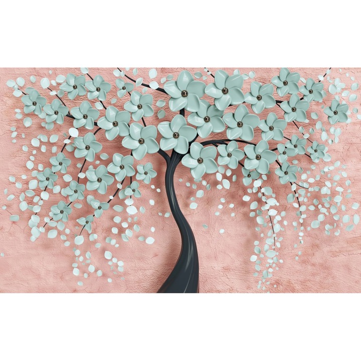 Tablou canvas Pom cu flori turcoaz, abstract, 60 x 40 cm