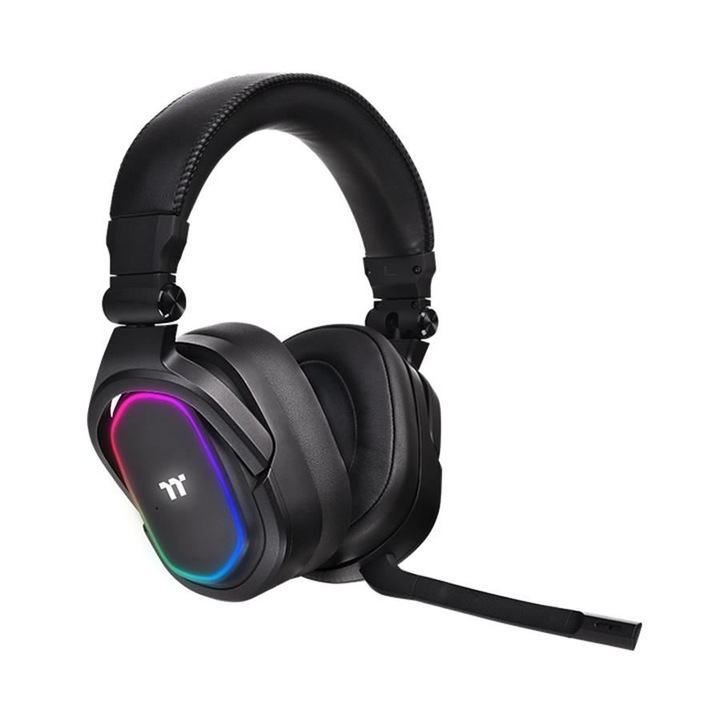 Játékos fejhallgató Thermaltake Premium Silver H5, 7.1, RGB, fekete
