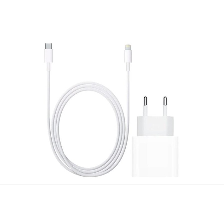 Зарядно за телефон, 20W, USB-C/Lightning, Съвместимо с iPhone, Бяло