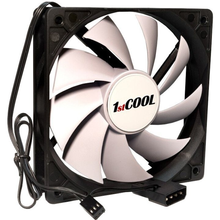Ventilator PC 1stCool F12-BLACK-WHITE, Silent F-12, 22,5 dBA, 120x120x25mm