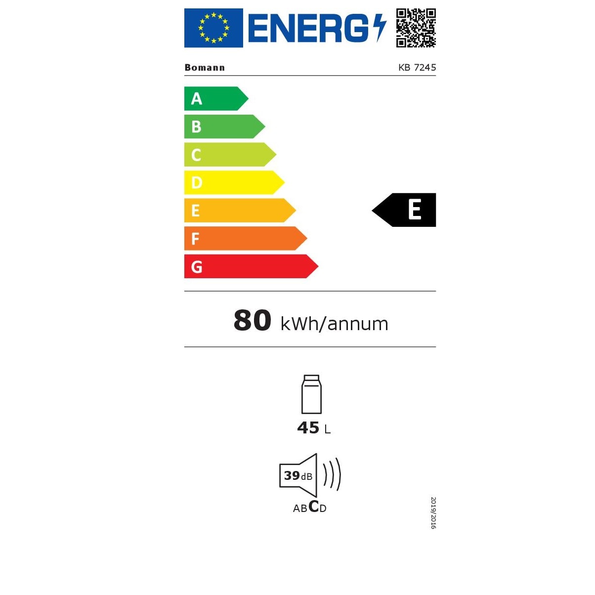 Mini frigider Bomann, KB 7245, 45 litri, H 50 cm, ideal pentru HoReCa, usa reversibila, silentios, control temperatura 0°C - 8°C, consum redus, compact, 2 compartimente usa, tava cuburi gheata, argintiu