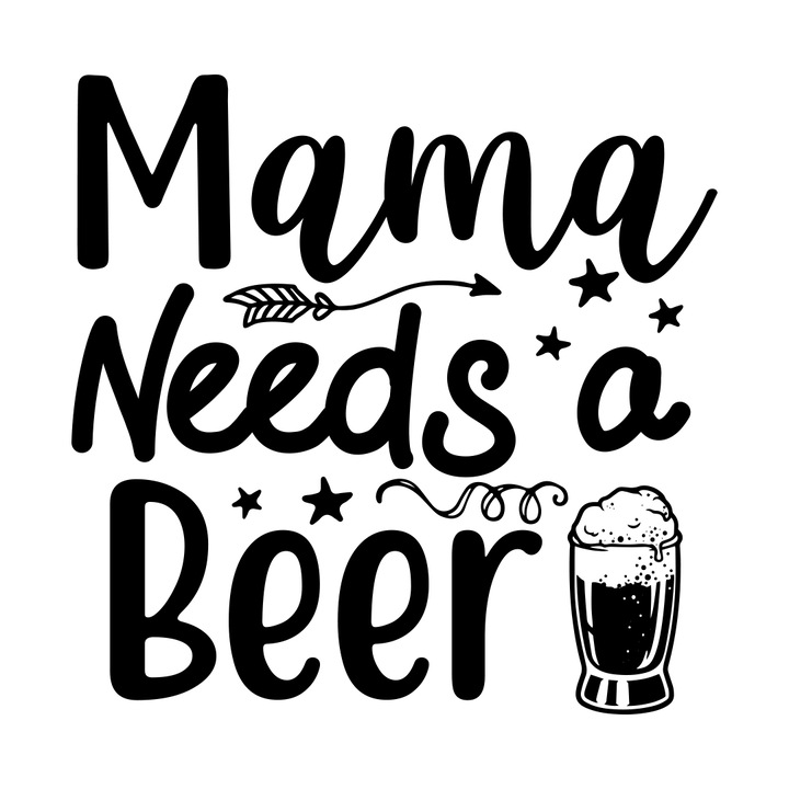 Sticker decorativ pentru perete, Mama needs beer 2, 50x50cm, negru