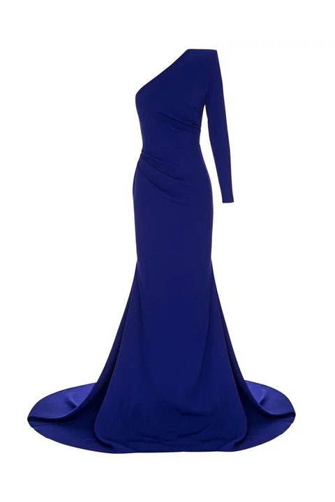 Női ruha, hosszú, kék, egy váll