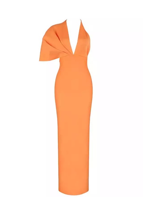 Stílusos női ruha, testhezálló, Bodycon, őszibarack