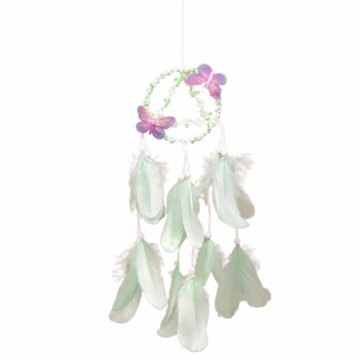 Капан за сънища Ahelos, Пеперуди, 42 см., Зелен