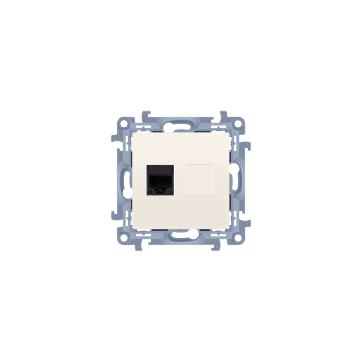 Priza de computer simpla RJ45 categoria 6 ecranata, modulara, crem Simon