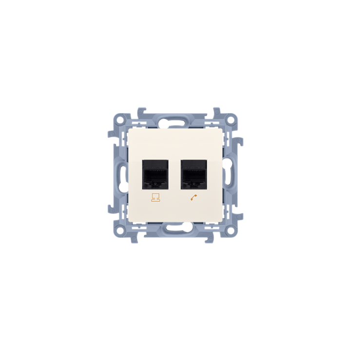 Priza de telefon dubla RJ11 modulara, alba, Simon