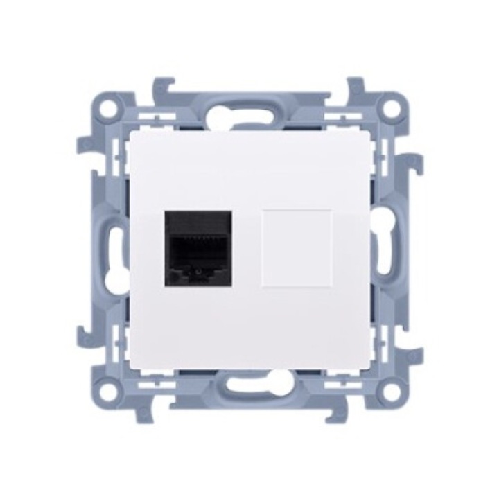 Priza de computer simpla RJ45 categoria 6 modulara alba Simon