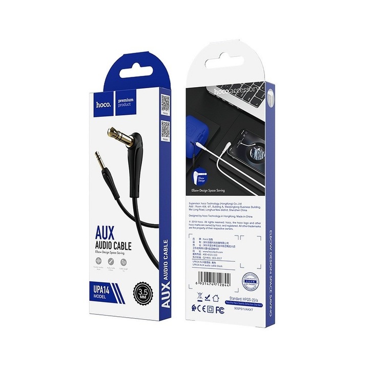 Cablu audio, Hoco, UPA14 jack-jack, 3.5mm-3.5mm, Negru