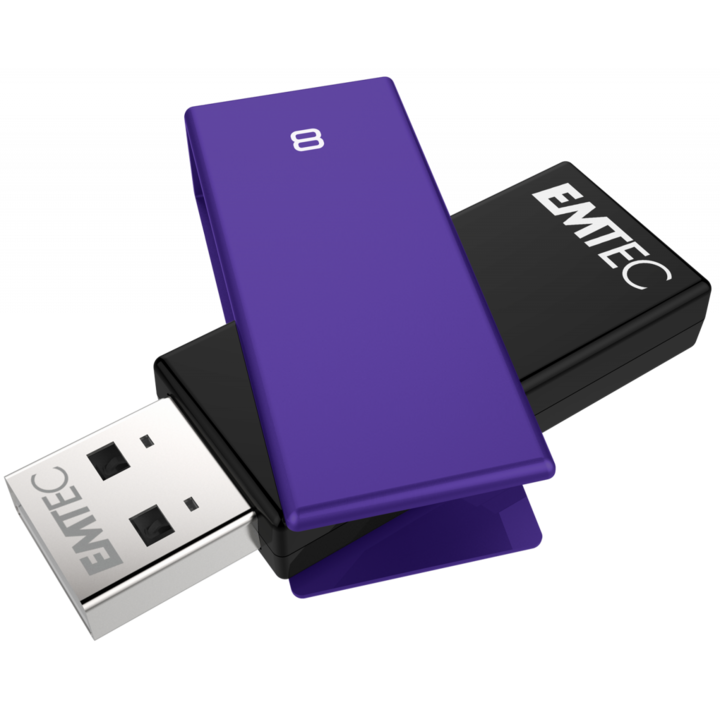 Флашка, EMTEC, 8GB, USB 2.0, лилава