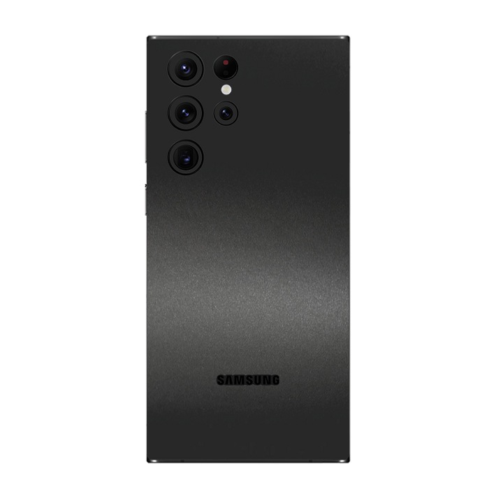 Folie Protectie iSkinz pentru Samsung Galaxy S22 Ultra 5G - Negru Mat Simple Cut, Skin Adeziv, Cover pentru Carcasa Spate