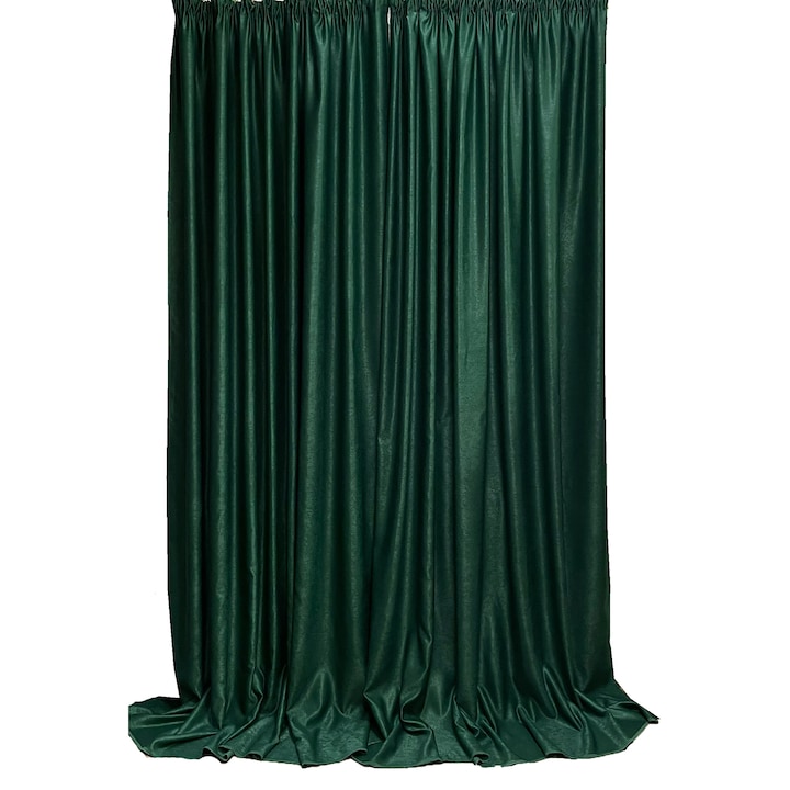 Set draperii semiopace, uni, culoare verde inchis, colectia 