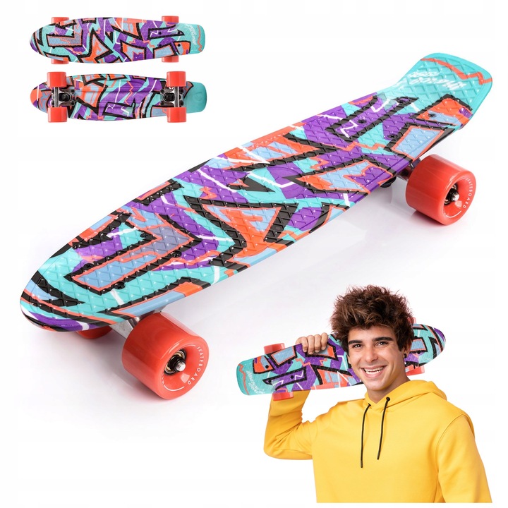 Skateboard Clasic Meteor, Perfect Pentru Croaziera Urbana. Deck-ul Compact De 56 X 15 Cm Ofera Manevrabilitate Excelenta. Rulmentii ABEC-7 Asigura O Calatorie Lina Si Rapida, Iar Rotile Durabile Garanteaza Aderenta. Design Multicolor Vibrant