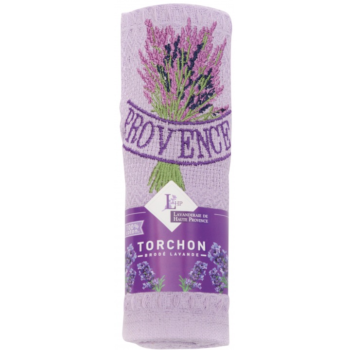 Бродирана кърпа с провансалски мотиви 100% памук, 40x60 см виолетово LHP Lavanderaie de Haute Provence