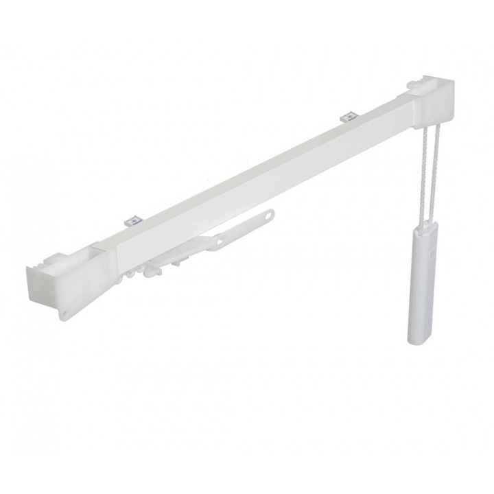 Sina simpla de aluminiu Liverpool cu snur de actionare stanga sau dreapta, console pentru tavan, alb, 300 cm