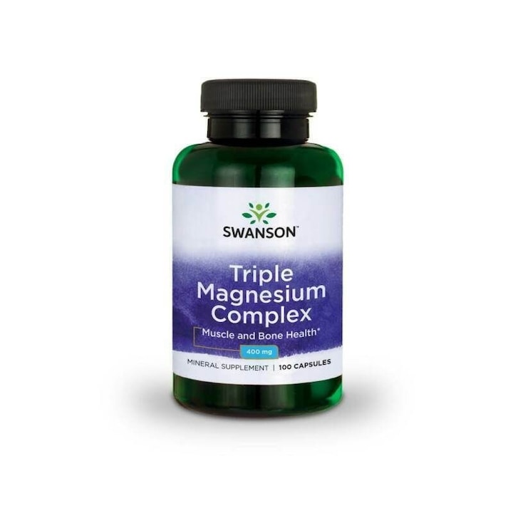 Swanson Triple Magnesium Complex Étrend-kiegészítő, 400 mg, 100 Kapszula (100 adag)